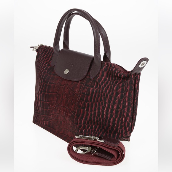 Longchamp Crocodile Printed Le Pliage Tote Bag - Picture 2 of 16